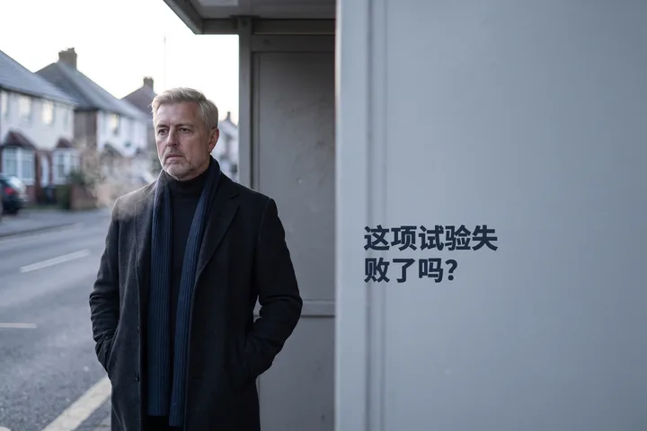这项试验失败了吗？ — 一位四十多岁的男性在清冷的晨光里独自等公交车