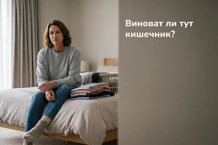Виноват ли тут кишечник? — женщина бросила складывать бельё и села на край кровати серым днём