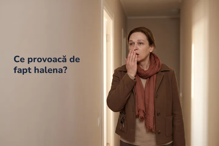 Ce provoacă de fapt halena? — o femeie suflă în palma făcută căuș, la propria ușă de la intrare