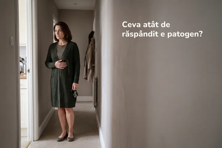 Ceva atât de răspândit e patogen? — o femeie se oprește pe hol după prânz, cu palma sub coaste