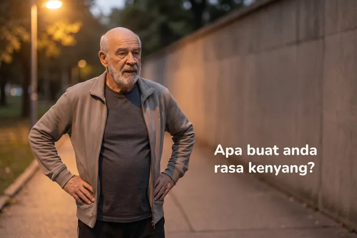 Apa buat anda rasa kenyang? — seorang lelaki berhenti di tepi taman waktu senja untuk menarik nafas