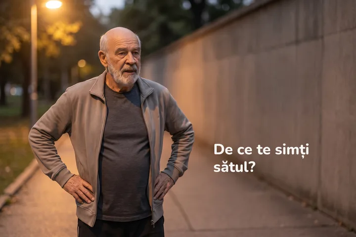 De ce te simți sătul? — un bărbat se oprește la marginea parcului, în amurg, ca să-și tragă sufletul