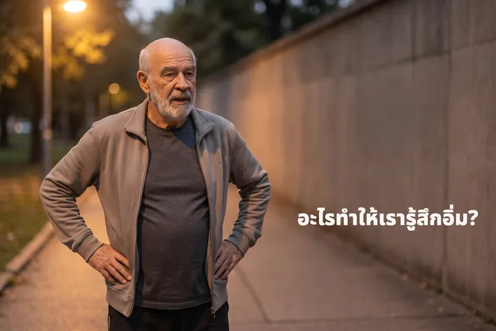 อะไรทำให้เรารู้สึกอิ่ม? — ผู้ชายหยุดพักหายใจที่ริมสวนสาธารณะตอนพลบค่ำ